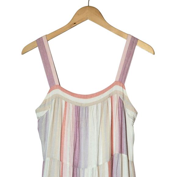 Rails Amaya Tiered Midi Dress Juliette Stripe Sleeveless Pastel Rainbow Boho S - Picture 3 of 16